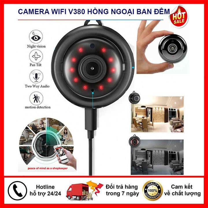 Camera IP WIFI mini Trong nhà dùng app V380 tích hợp hồng ngoại quay đêm