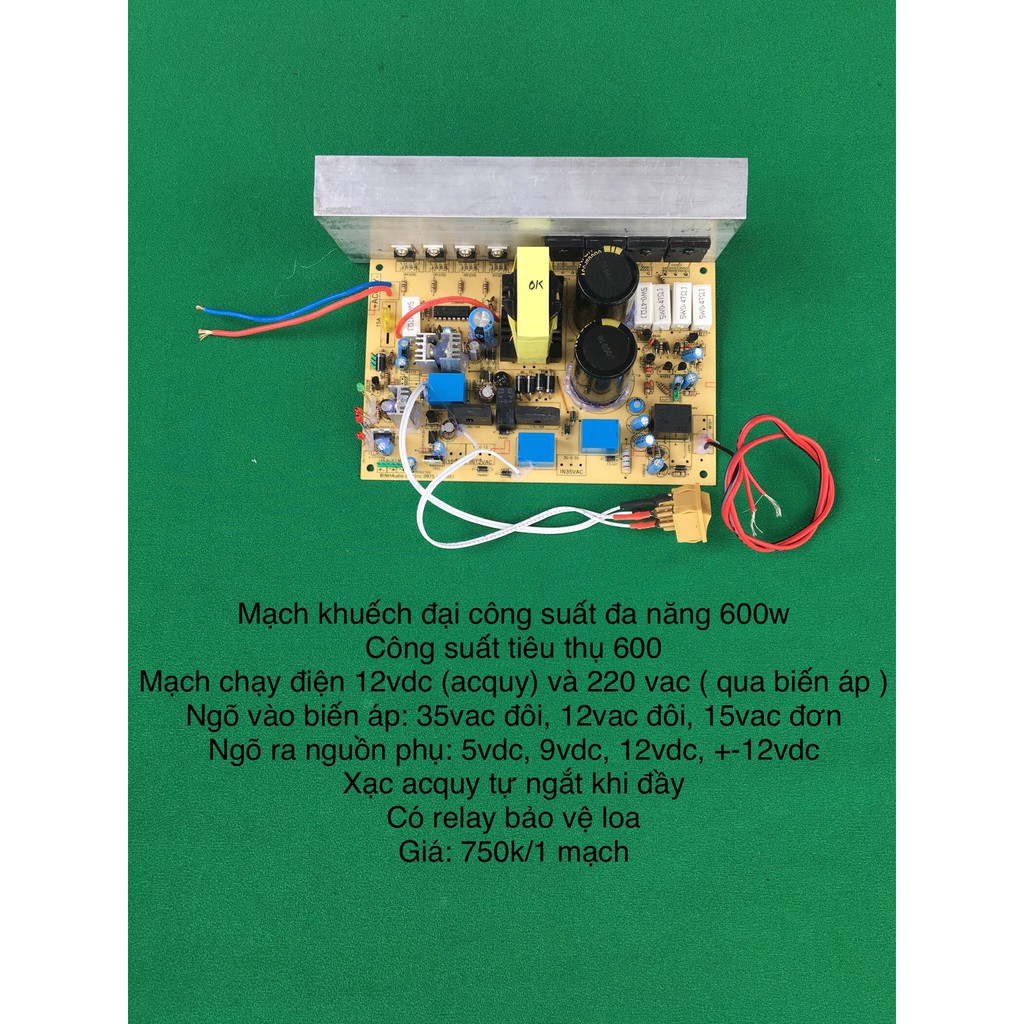 Mạch khếch đại âm thanh 12vdc - 600w
