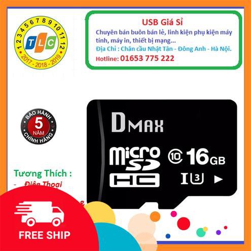 Thẻ nhớ 16GB Dmax micro SD Class 10 - Bảo hành 60 tháng