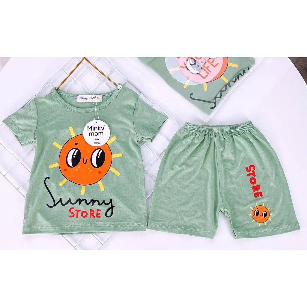 Đồ Bộ Bé Trai, Bé Gái Minky Mom Vải Thun Lạnh  In  Họa Tiết Nhỏ Dễ Thương, Bộ Cộc Tay Cho Bé Mặc Nhà Mùa Hè