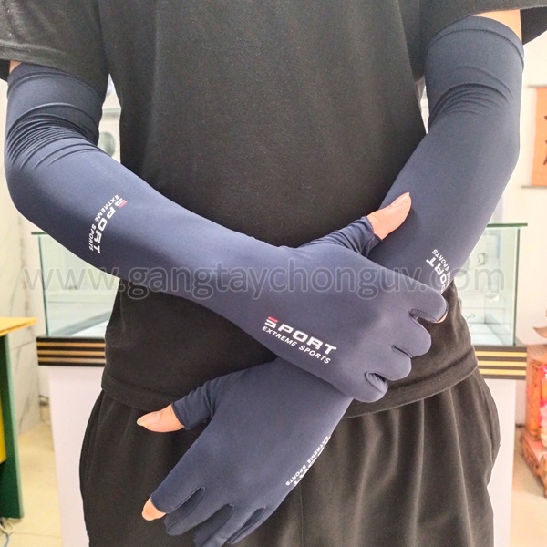 Găng tay chống nắng dài Full tay hở ngón cho nam, vải lụa băng mát chống nắng, chống tia UV/chống trượt, co giãn GSUN HN