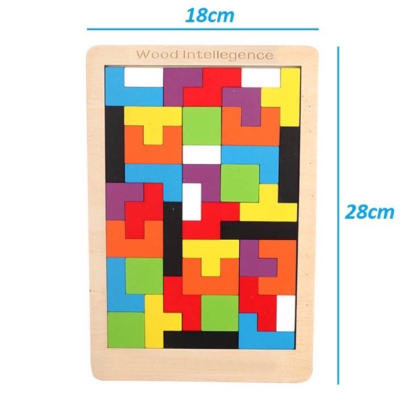 Đồ Chơi Gỗ Montessori - Bảng Xếp Hình Bằng Gỗ Tetris Cao Cấp
