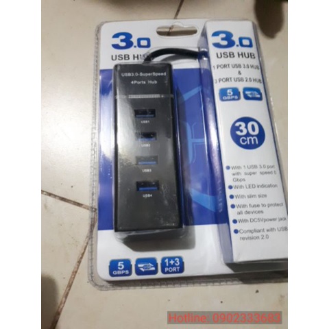 Hub chia cổng USB có công tắc chính hãng, Loại 4 cổng cắm USB / Hub chia 4 Cổng USB 3.0, hàng chính hãng,bảo hành dài