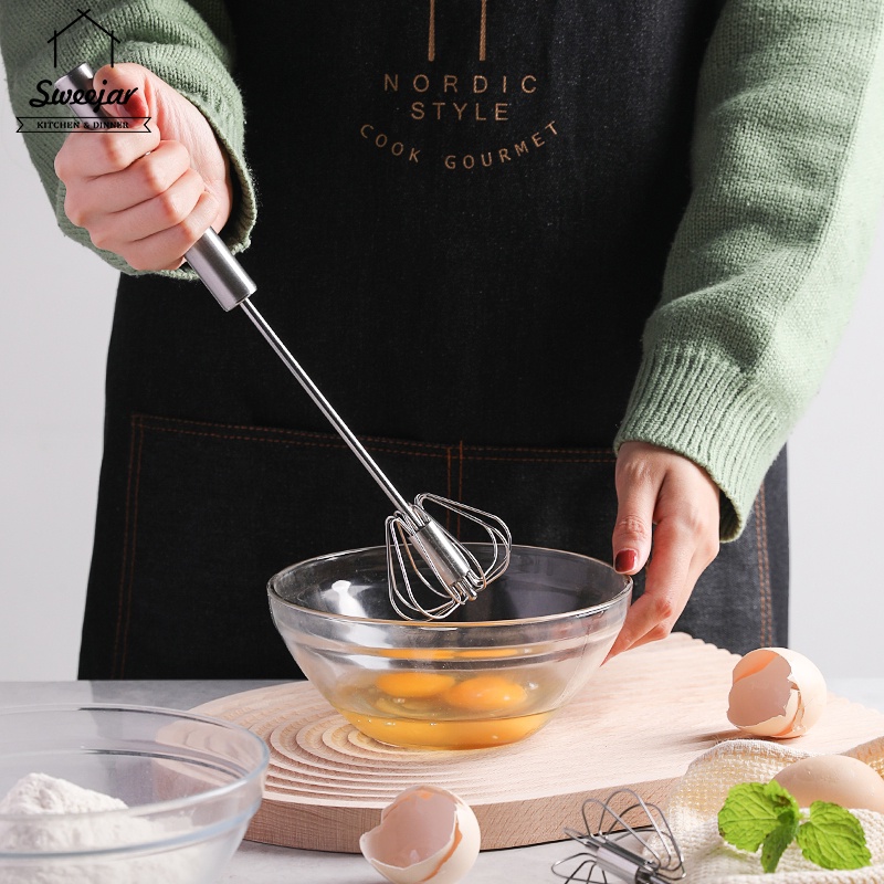 Dụng cụ đánh trứng SWEEJAR dùng làm kem/ nước sốt dạng nhấn thủ công bằng thép không gỉ tiện lợi