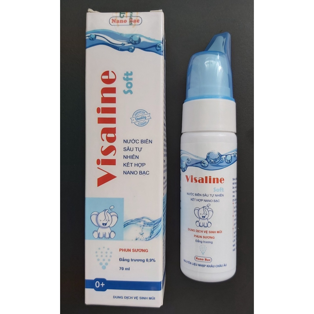 Xịt mũi kháng khuẩn Visaline 70ml (Người lớn/Trẻ em) Nước Biển sâu tự nhiên kết hợp với Nano Bạc