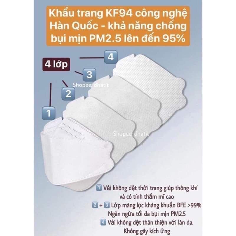 10 cái Khẩu trang 4D KF94 thương hiệu DC mask kháng khuẩn chính hãng