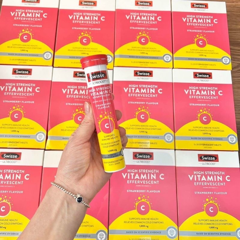 Vitamin C1000mg Swisse vị dâu - Tuýp 20 viên