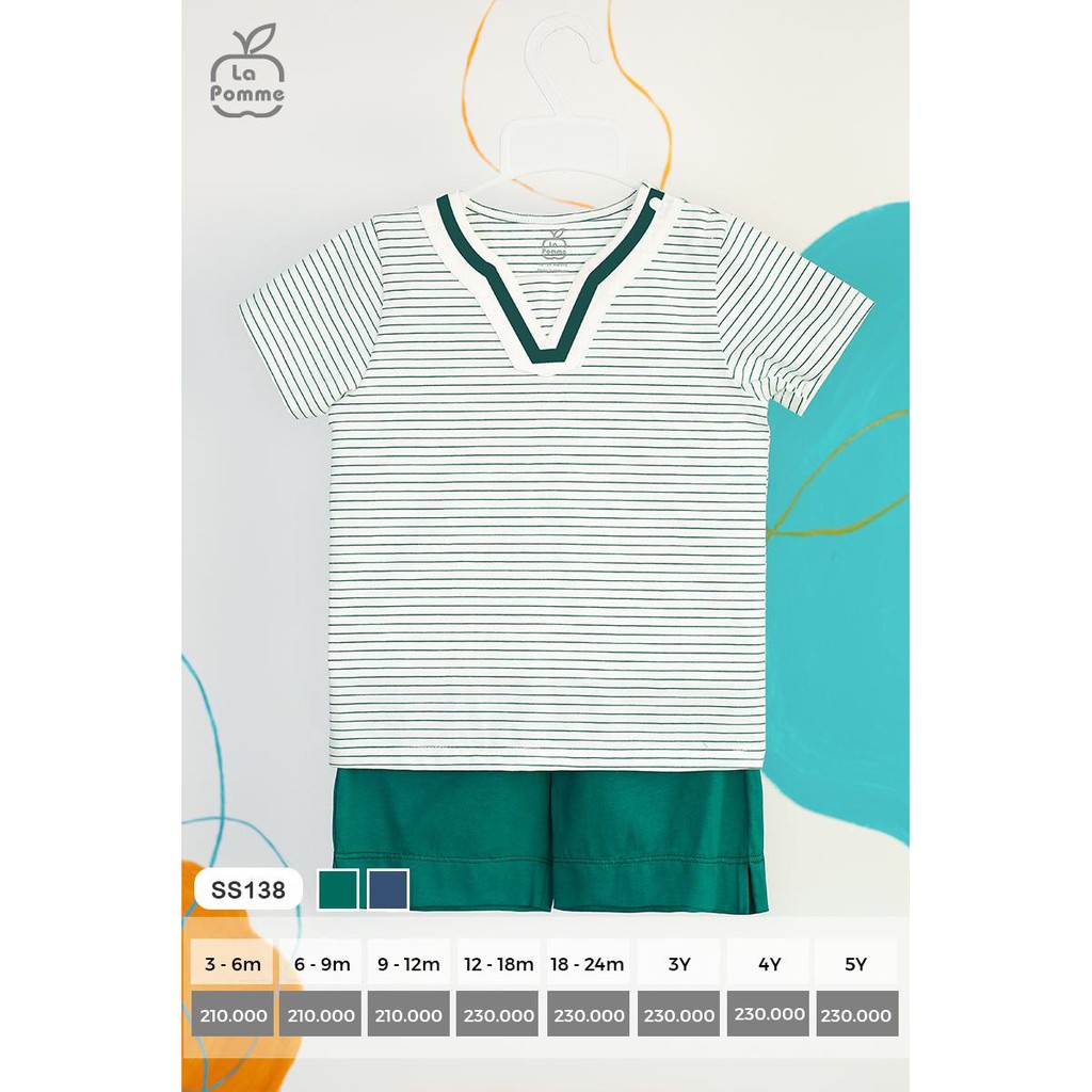 SS138 Bộ cộc La Pomme kẻ ngang