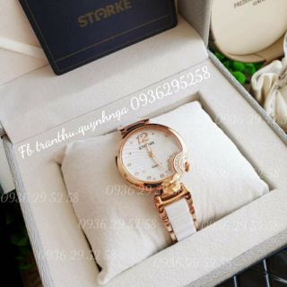 Đồng hồ nữ STARKE ceramic Trắng viền Rose CHÍNH HÃNG