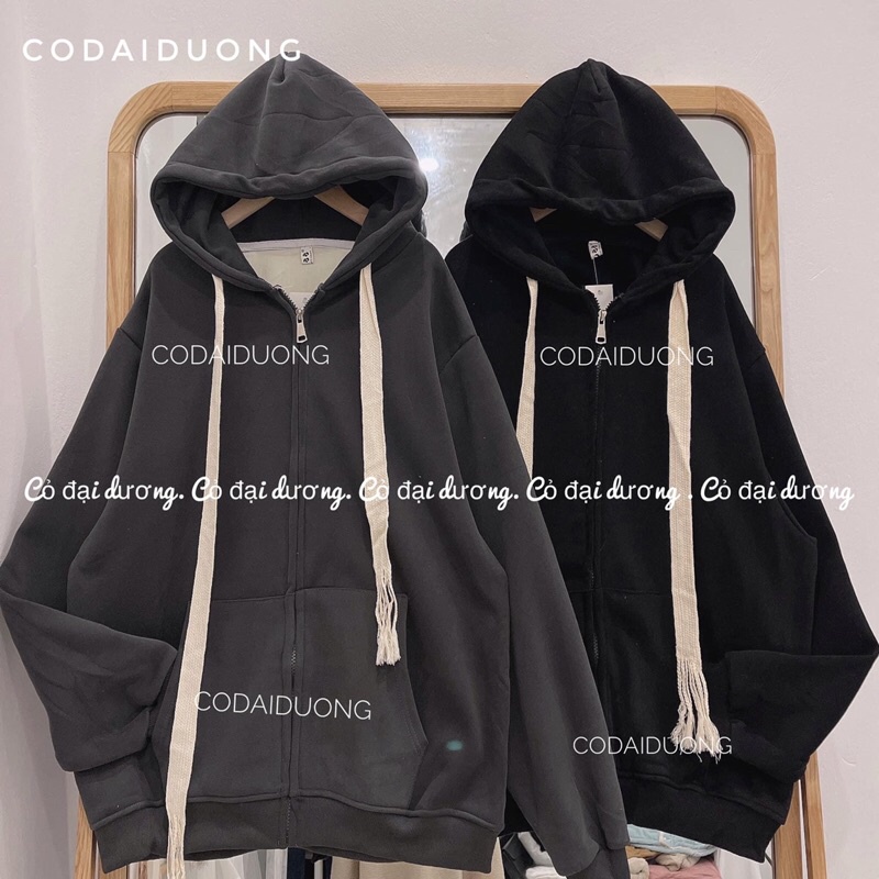 áo khoác nỉ trơn dây to lót nhung kéo khoá | BigBuy360 - bigbuy360.vn