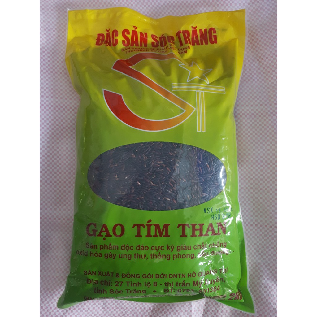 Gạo Tím Than Sóc Trăng Bịch 2Kg - Thương Hiệu Chú Cua Gạo Ngon Nhất Thế Giới.