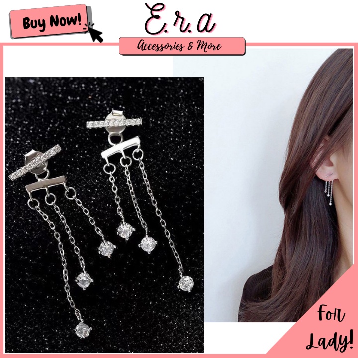 Bông Tai Nữ Bạc 925 Cao Cấp ERASHOP 000821 - Dãy Đá Rũ Sang Trọng, Phù Hợp Đi Tiệc, Đi Chơi, Siêu Rẻ Đẹp