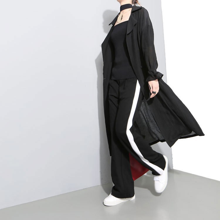 Quần dài ống rộng kẻ sọc hai bên thời trang cho nữ | BigBuy360 - bigbuy360.vn