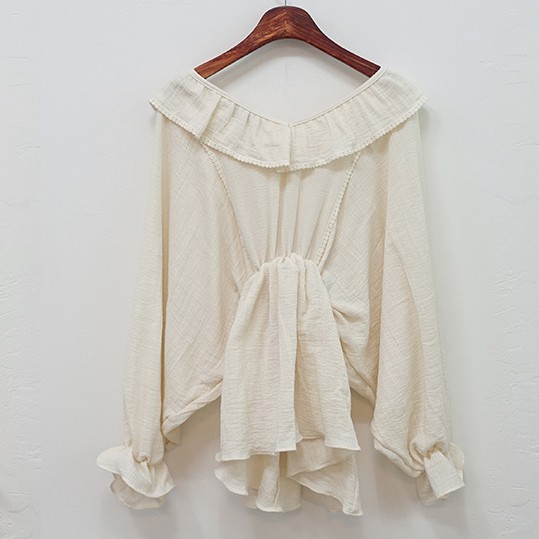 Áo Kiểu Tay Dài Phối Bèo Thiết Kế Cổ Chữ V Thanh Lịch 27395