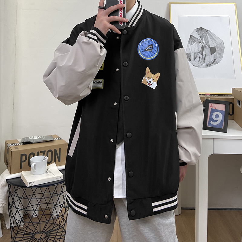 Áo khoác bomber dáng rộng in họa tiết cá tính phong cách thời trang Hàn Quốc