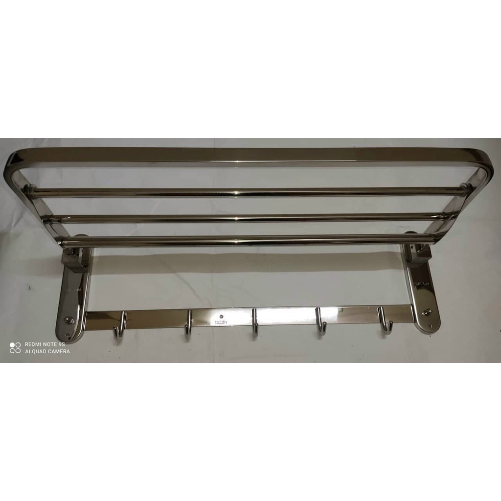VẮT KHĂN GIÀN TRẮNG ĐẾ PHỒNG CÓ MÓC ÁO PHÒNG TẮM CAO CẤP INOX 304