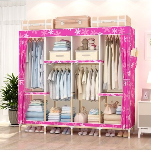Tủ Vải Khung gỗ 4 Bọc Nhựa buồng ngăn cao cấp Bảo Hành 12 Tháng Tủ Kệ Vải Đựng Quần Áo quần áo 8 ngăn cao cấp