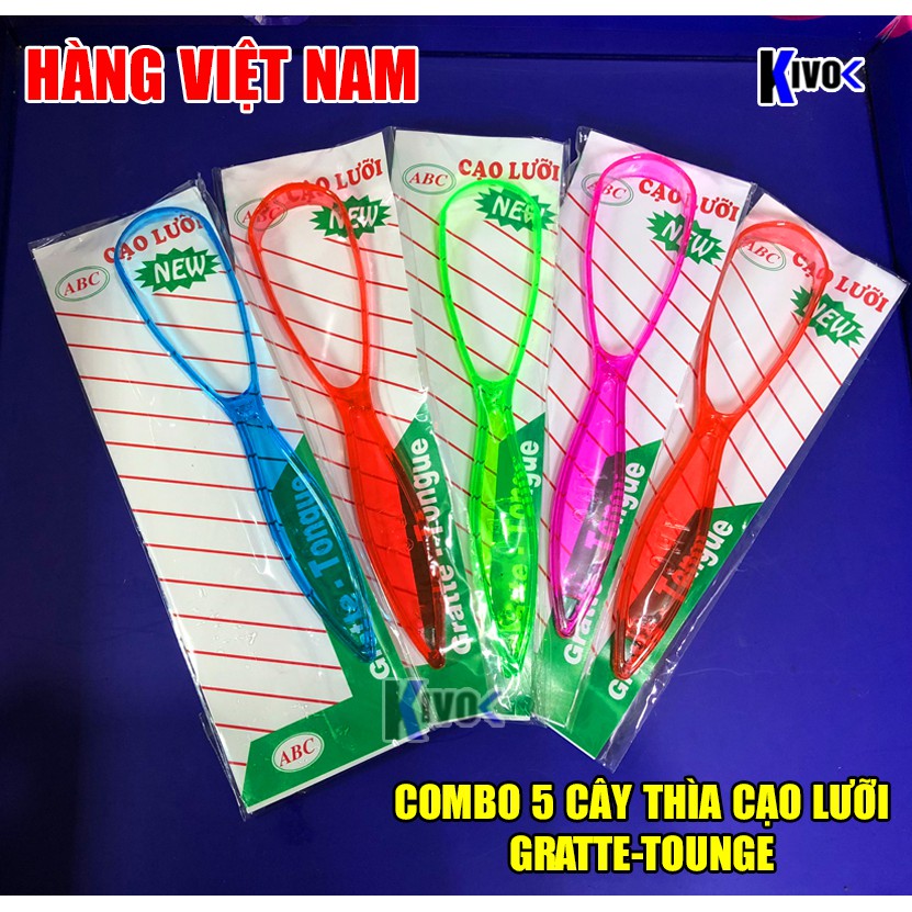 COMBO 5 CÂY Dụng Cụ Cạo Lưỡi Làm Sạch Lưỡi Bằng Nhựa - Thìa Cạo Vệ Sinh Răng Miệng Mảng Bám - Cây Nạo Lưỡi Làm Sạch Lưỡi