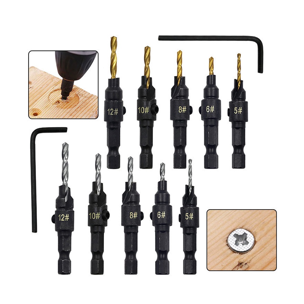 Set 5 mũi khoan gỗ DIYMORE nhiều kích thước chuyên dụng kèm một công cụ cờ lê cao cấp