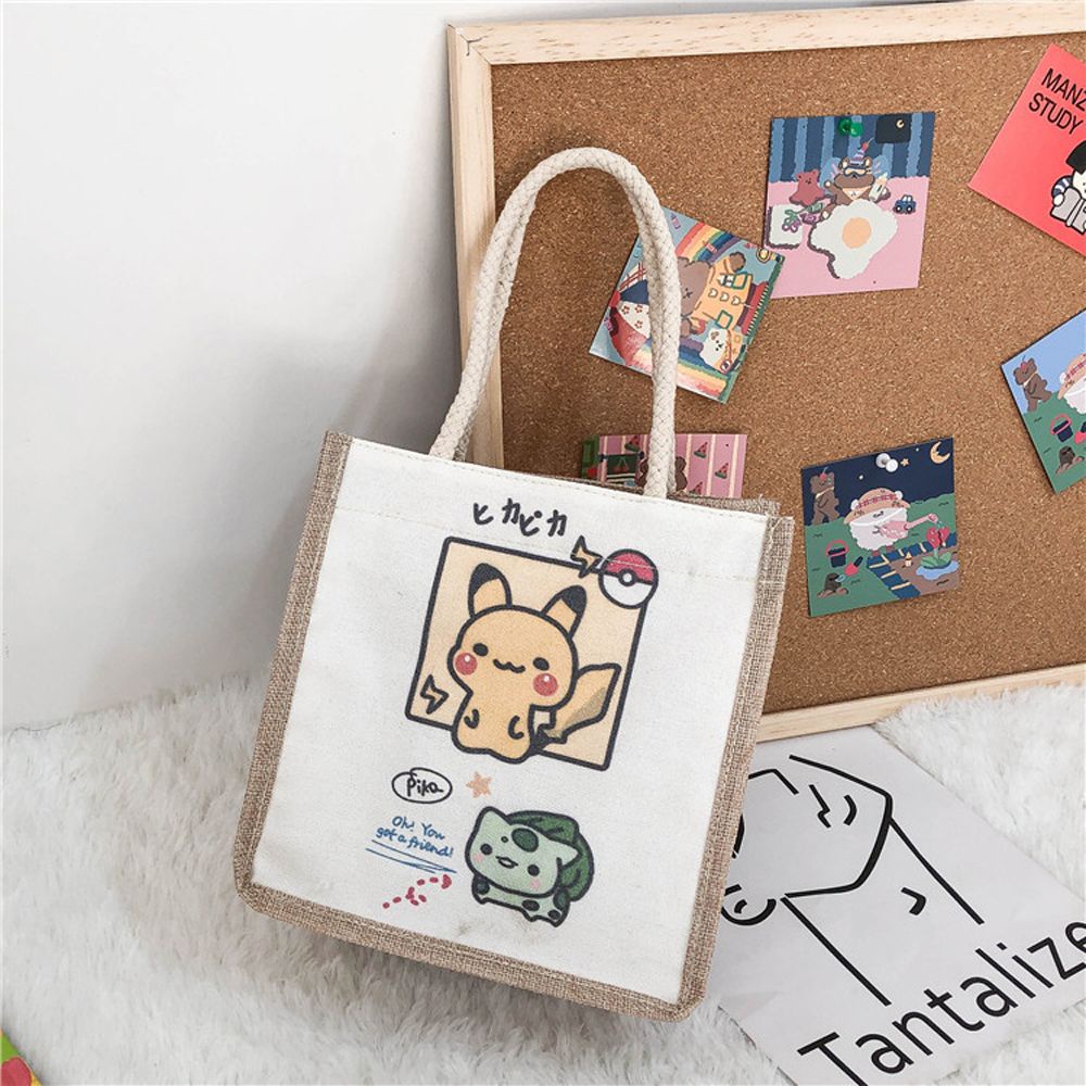 Túi vải canvas đựng hộp cơm trưa in hình thỏ / gấu dễ thương thời trang cho bé