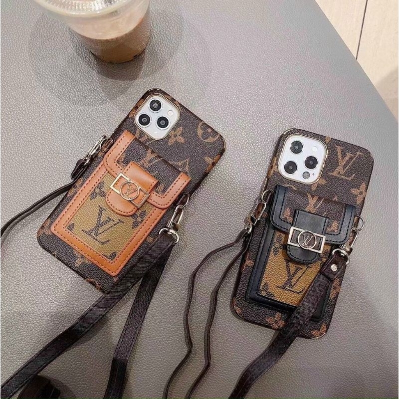 ốp lưng LV có khe cài thẻ cho iphone xs max/11/11 pro/11 pro max/12/12 pro/12 pro max tặng kèm dây đeo