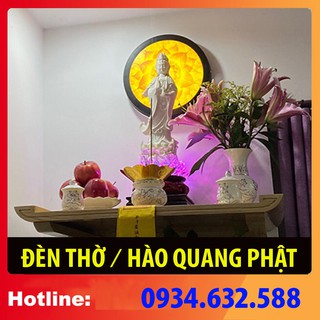 sx - ĐÈN THỜ hào quang MÂU NI in trúc chỉ, khung sắt, Đường kính 30cm (đặt tượng thờ cao 25cm đến 40cm) [ cho bàn thờ t