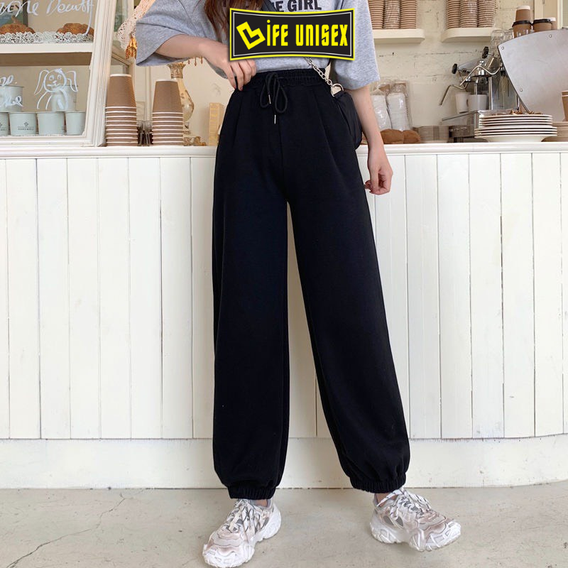 Quần jogger ống rộng nam nữ trơn BASIC quần nỉ DA CÁ ống bom bo chun ulzzang LIFE UNISEX