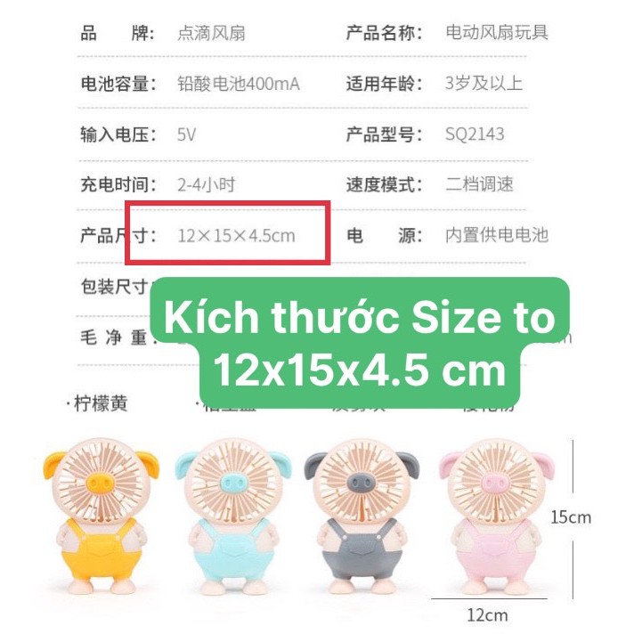 Quạt Mini Cầm Tay - Quạt Lợn - Quạt Heo Tích Điện (Ngộ Nghĩnh) | BigBuy360 - bigbuy360.vn