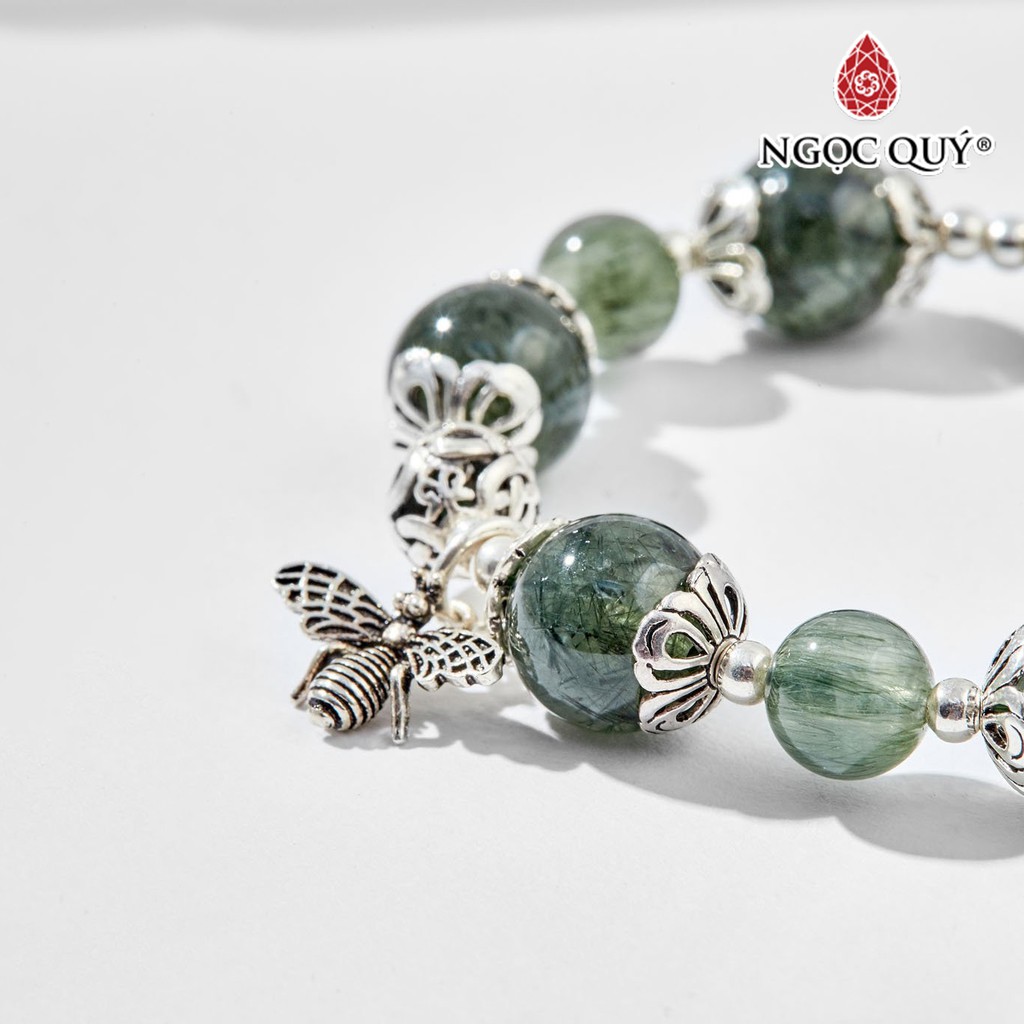 Vòng tay TA tóc xanh charm trái tim - Ngọc Quý