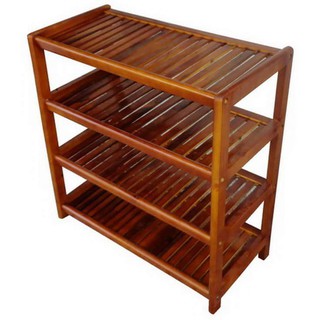 Kệ dép gỗ cao su 4 tầng dài 80cm