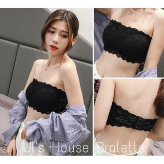 Áo Bra Ren Không Dây- Cúp Ngang- Hoạ Tiết Hoa Xinh