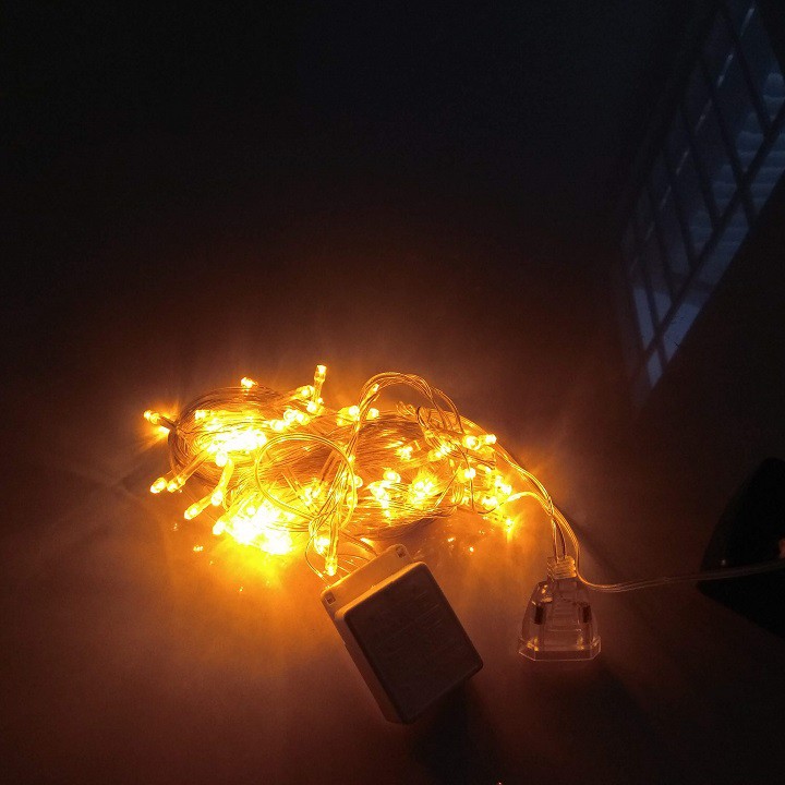 Dây đèn led nháy màu vàng dài 10m - 100 đèn có đuôi nối dài - Loại 1