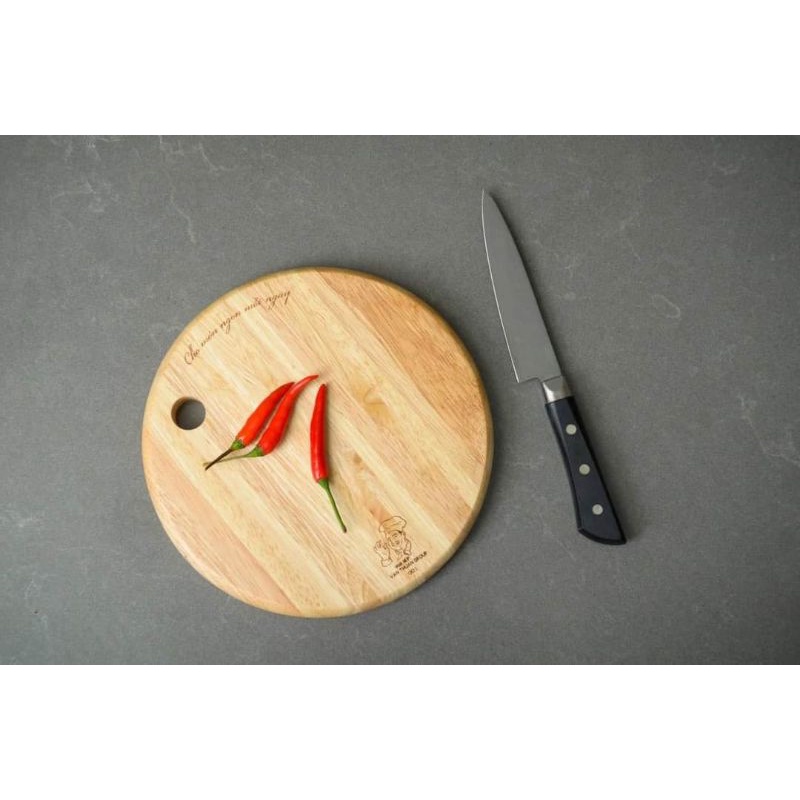 Thớt tròn 21cm gỗ cao su Vạn Thuận 001