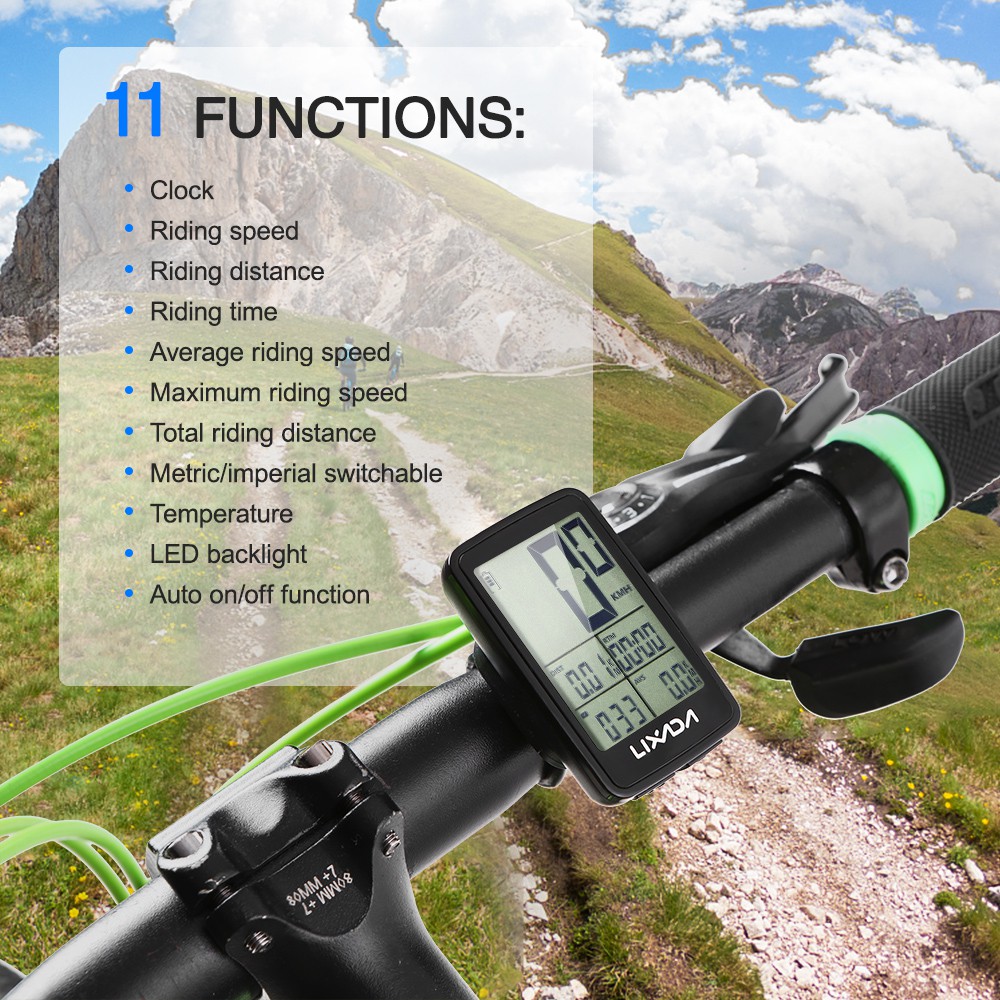 Đồng hồ tốc động USB không dây Lixada kèm giá đỡ chất lượng cao dành cho xe đạp leo núi MTB