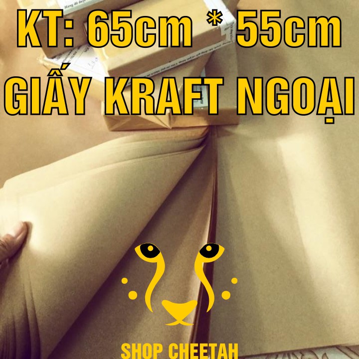 50 tờ Giấy Kraft màu da bò KT: 65cm x 55cm – Giấy ngoại – Chống thấm nước – Dai chắc – Dùng đóng bọc sản phẩm hàng hóa