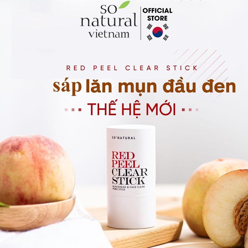 Thanh Lăn So'Natural Làm Giảm Mụn Đầu Đen Dạng Sáp Red Peel Clear Stick Pore Blackhead &amp; Face 23g