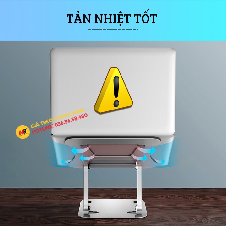 Giá đỡ laptop tablet bằng nhôm - LS515 - 11 - 17 Inch - Đế tản nhiệt nâng Mac.book - máy tính bảng - Ipa.d