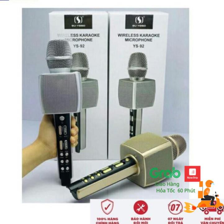 Mic Hát Karaoke cao cấp Su-YoSD YS-92 , micro karaoke bluetooth Loại 1, To, BH 6 tháng,  bass trầm ấm