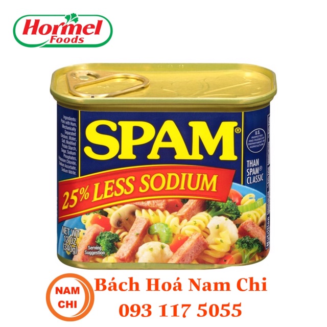 [DATE 05/2022] Thịt Hộp SPAM Ít Mặn 25% Less Sodium Nhập Khẩu Mỹ 340g