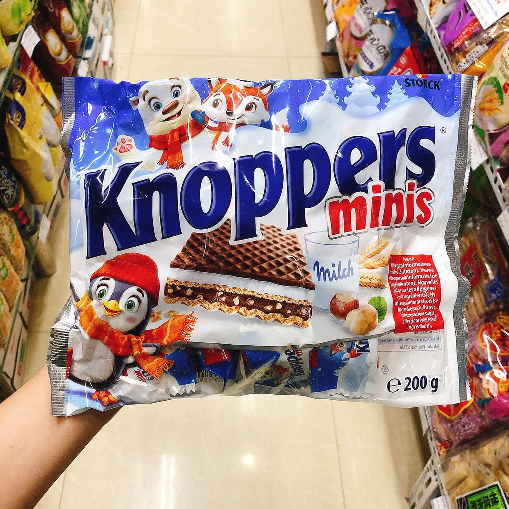 🥞🥞 Bánh kem xốp Socola hạt dẻ Knopper Minis 200g - Đức - Siêu ngon