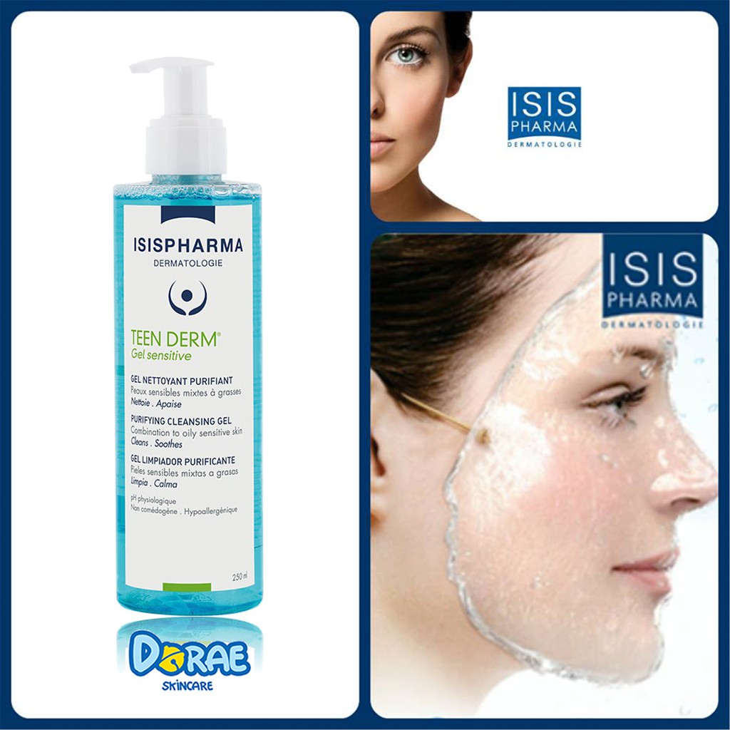 ✅ Gel rửa mặt, giảm nhờn, ngừa mụn cho da nhạy cảm ISIS Pharma Teen Derm Gel Sensitive
