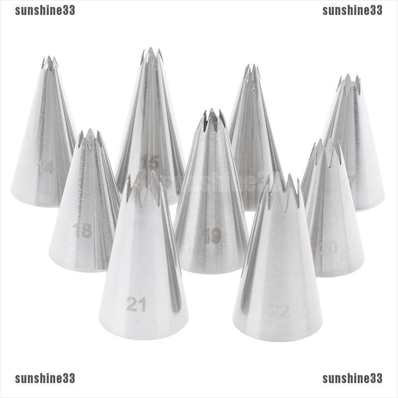 Set 9 đầu bắt bông kem trang trí bánh kim loại miệng kiểu ngôi sao tiện lợi