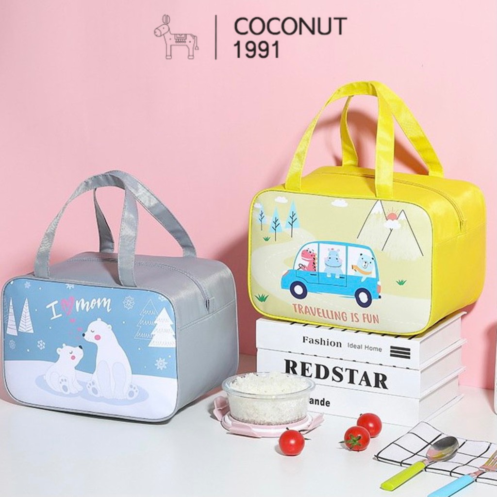 Túi đựng cơm cỡ lớn Family cao cấp có 4 lớp lót cách nhiệt, chống thấm, túi đựng thức ăn giữ nhiệt size 28x19x19cm