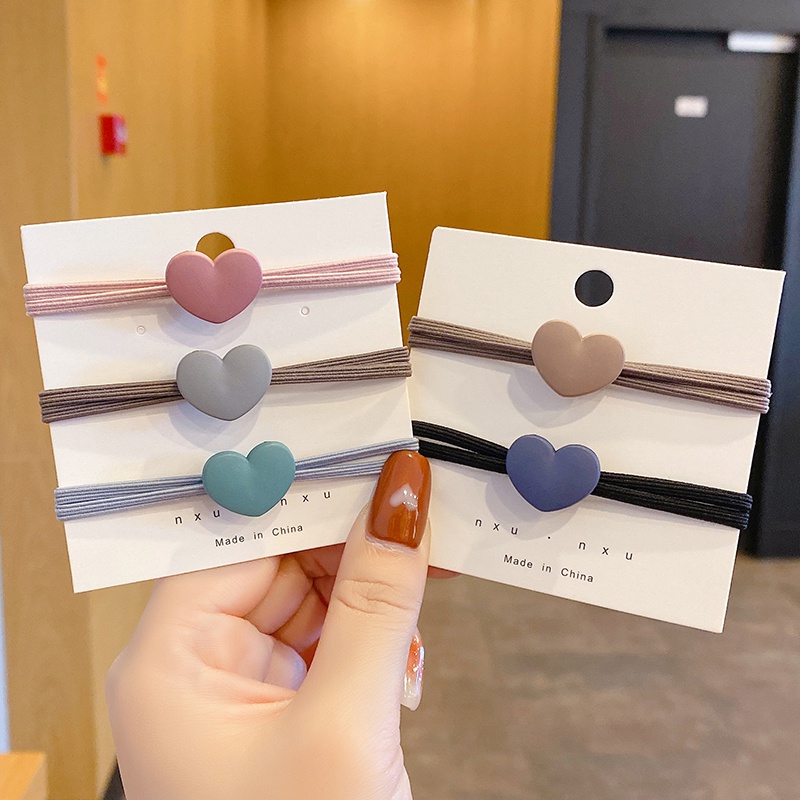 Dây Buộc Tóc Cao Su Họa Tiết Trái Tim Nhỏ Dễ Thương Đơn Giản Cho Trẻ Em