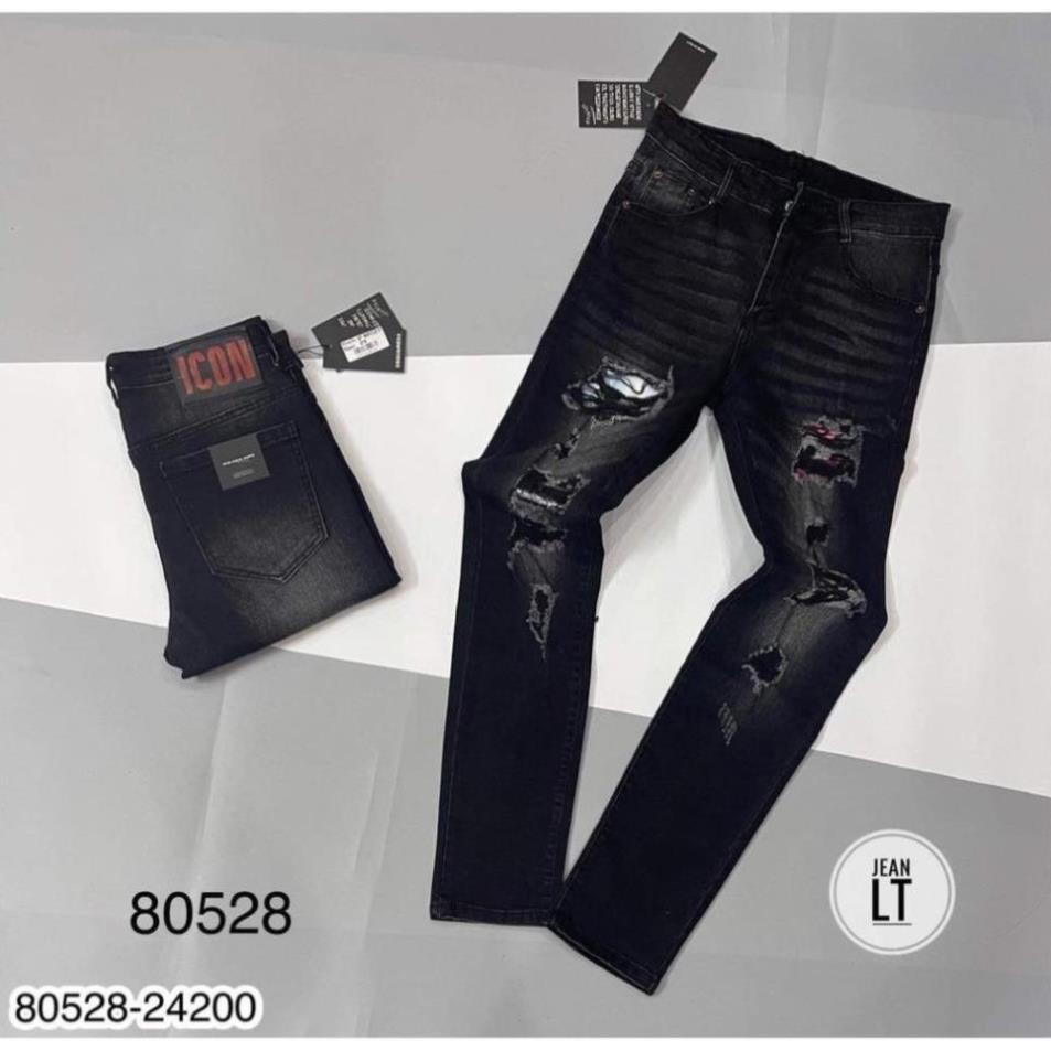 Quần Jean nam DSQ - Quần bò nam dáng dài ống côn vá rách - Quần bò đen ICON ! ! !