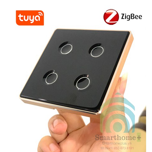 CÔNG TẮC ZIGBEE VIỀN KIM LOẠI NÚT BẤM LÕM HÌNH VUÔNG APP TUYA SHP-ZLEU
