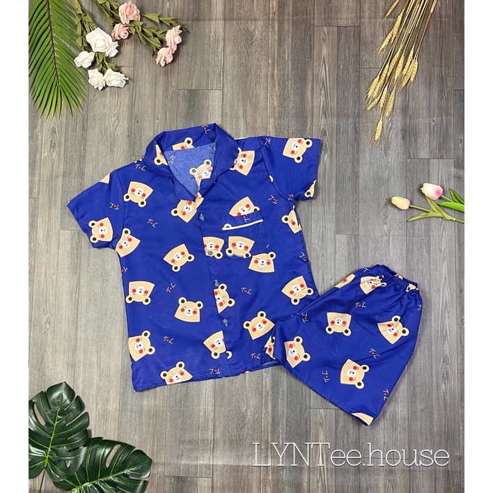 Bộ pijama lụa kate thái bộ mặc nhà mềm mại dễ thương