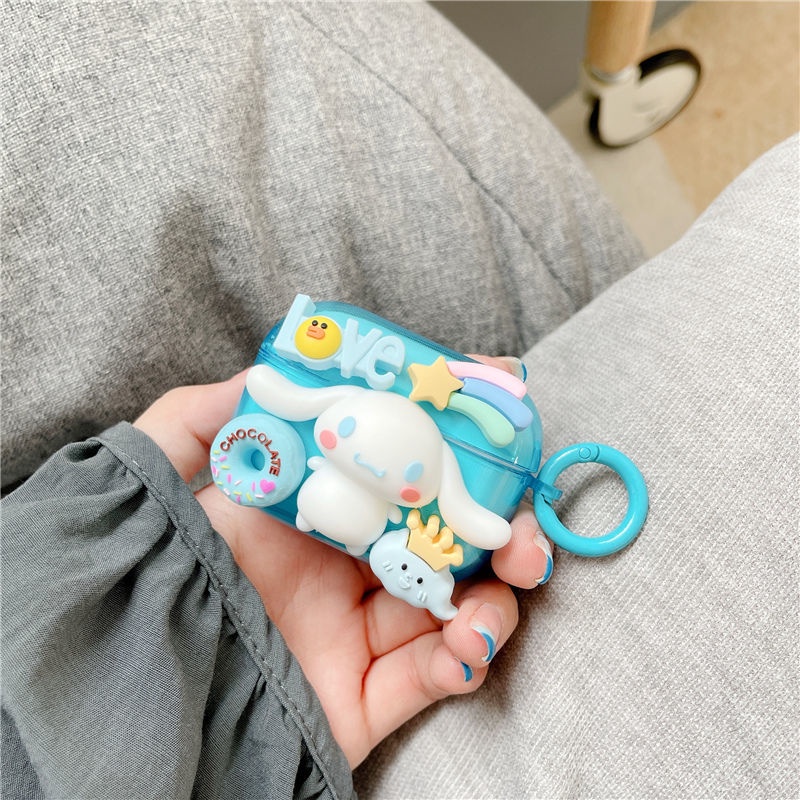 Vỏ bảo vệ hình chú chó cinnamon dễ thương thích hợp cho hộp sạc tai nghe Bluetooth không dây Airpods 1/ 2/ Pro3