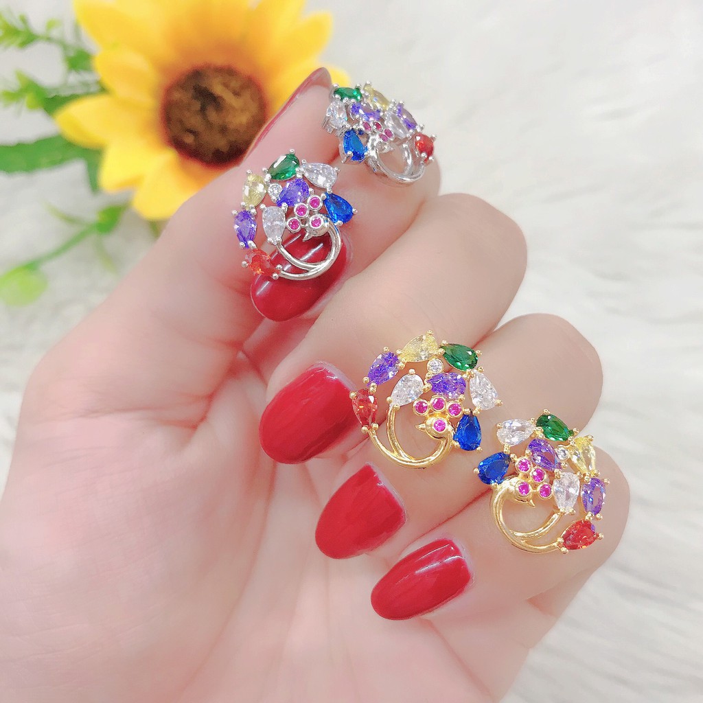 Bông tai nữ thiên nga - phụ kiện nail đính đá UHA , chuôi cài chắc chắn, kiểu dáng hiện đại, thu hút, sang trọng B135