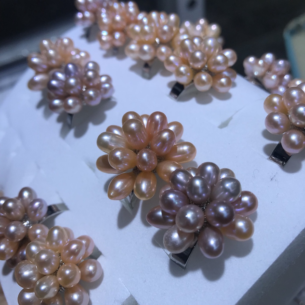 Nhẫn Ngọc Trai Giả 5-6mm Màu Trắng Hồng Tím